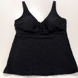 Lands End Textured Black Swim Top Tankini Size 8